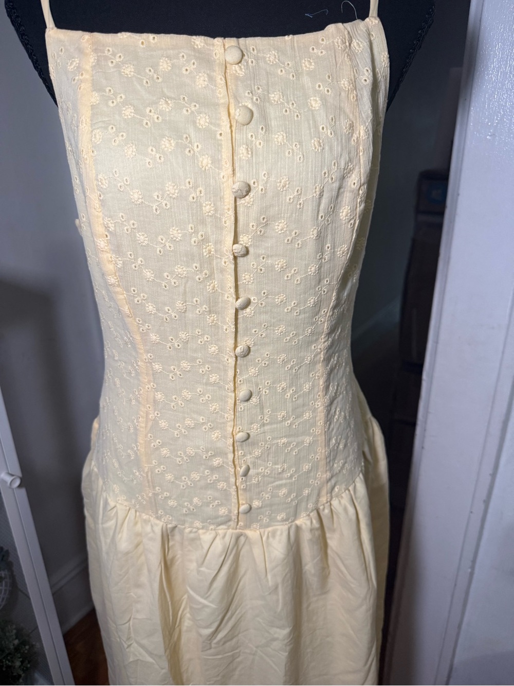 wild fable Pale Yellow Eyelet Midi Dress - Picture 3 of 4